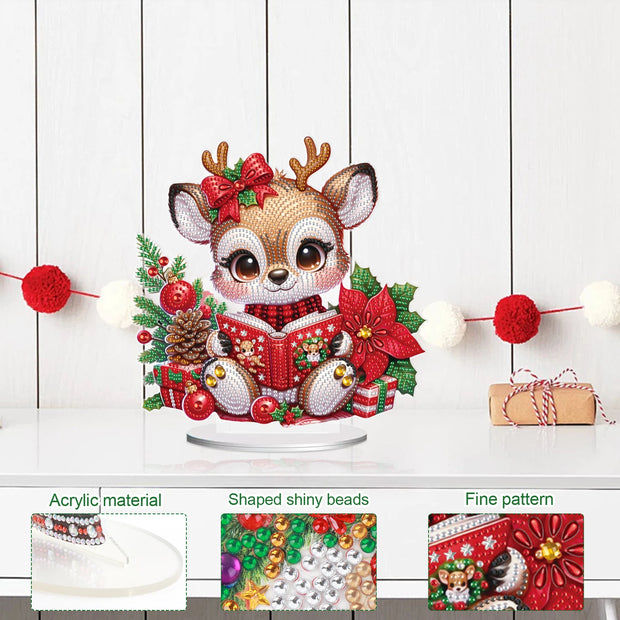 Christmas Diamond Art Painting Kits Tabletop decoration,DIY Reindeer Diamond Art By Arts Crafts acrylic Tabletop for Home Decor