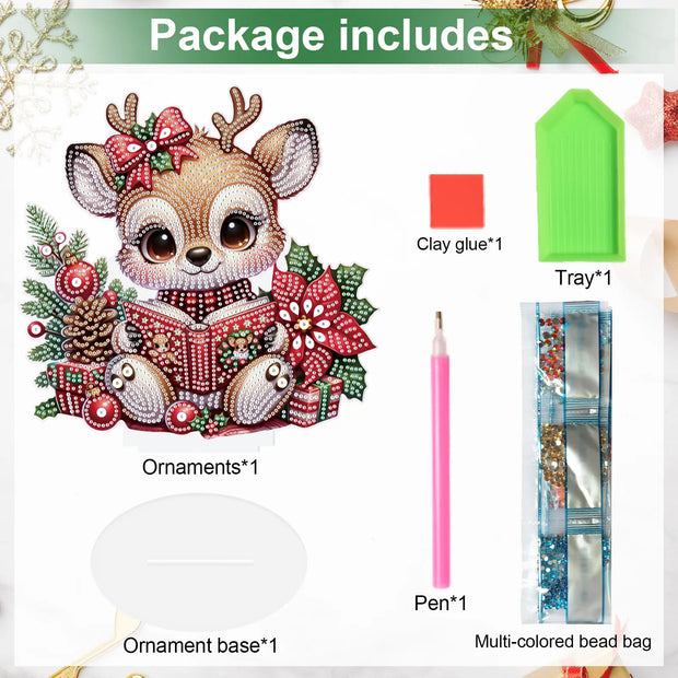 Christmas Diamond Art Painting Kits Tabletop decoration,DIY Reindeer Diamond Art By Arts Crafts acrylic Tabletop for Home Decor