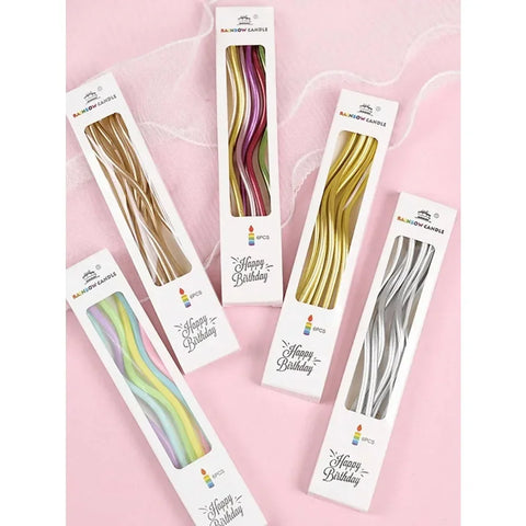6pcs Birthday Candles Spiral Cake Candles  Long Thin Cake Candles For Wedding Party And Cake Decoration