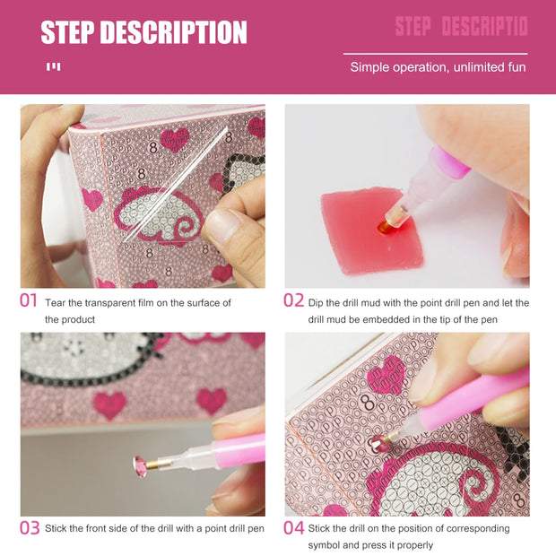 5D Diamond Painting Tissue Box Handmade Mosaic Tissue Box Rhinestone Drawing Art Tissue Dispenser for Home Decor Gift