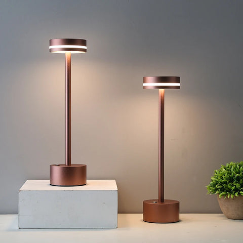 LED touch switch table lamp rechargeable aluminum lamp bedside table bedroom three-color dimming restaurant bar atmosphere lamp