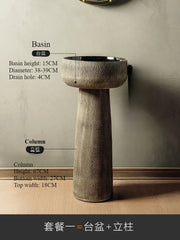 2024 new style Villa Garden outdoor wash basin ceramic wash basin small family column wash table bathroom sink black