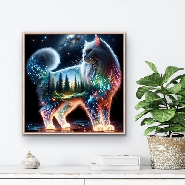 HUACAN Diamond Embroidery Cat Picture Rhinestones Mosaic Full Square Round Animal Painting Cross Stitch Decor For Home