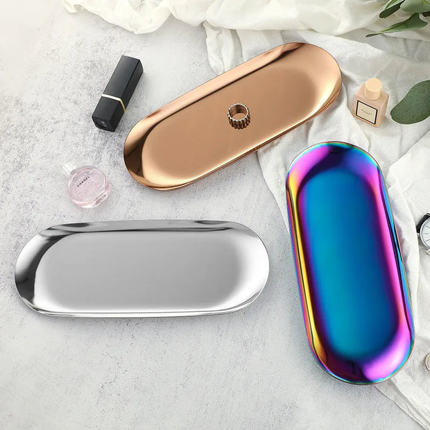 Modern Simple Metal Stainless Steel Storage Tray Jewelry Display Tray Shooting Props Trinkets Display Box Multi-functional
