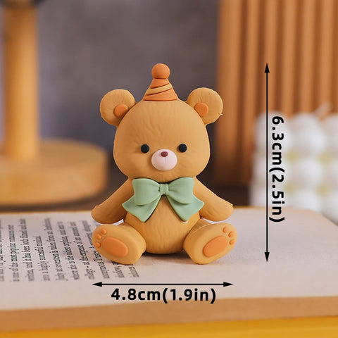 Bear Cake Topper Blowing Candles Bear Beige Brown Balls Gift Boxes for Kids Happy Birthday Cake Toppers Ins Style Cake Deoration