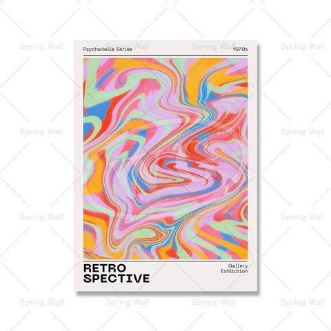 80s Aesthetic Gradient Aura Abstract Poster Retro Canvas Painting Holographic Pink Gallery Wall Art Print Picture Bedroom Decor