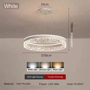 Bedroom Pendant Lamp Postmodern Minimalist Hollow Out Art Lamp Crystal Creative Study Restaurant Circular Light