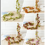 250CM Rose Artificial Flowers Christmas Garland for Home Room Wedding Decoration Spring Arch DIY Fake Plant Vine Autumn Garden