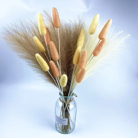 55CM 10PCS Fluffy Pampas Grass Boho Decor Flower Fake Plant Reed Simulated Wedding Party Home Decoration Artificial Flowers