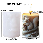 Bear hug jar relief cylindrical candle silicone mold cute squatting Rabbit Squirrel resin mould bee flower cement gypsum molds