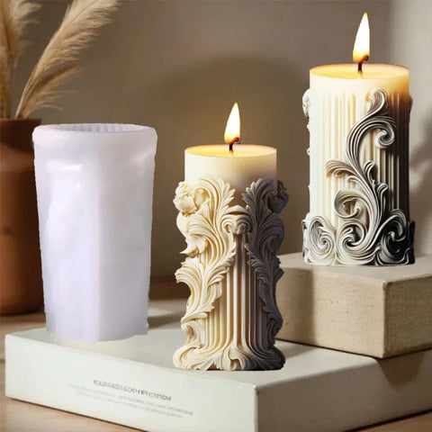 Blooming peony flower relief cylindrical candle silicone mold flower cylinder resin silicone mould Blooming peony gypsum molds