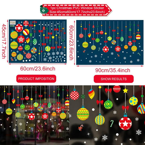 Christmas Window Stickers Merry Christmas Decorations for Home 2024 Christmas Wall Sticker Kids Room New Year Decoration 2025