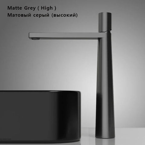 Modern Basin Faucet Brushed Gold Brass Bathroom Mixer Faucet Grey Washbasin Faucet Single Handle Single Hole Wash Sink Water Tap