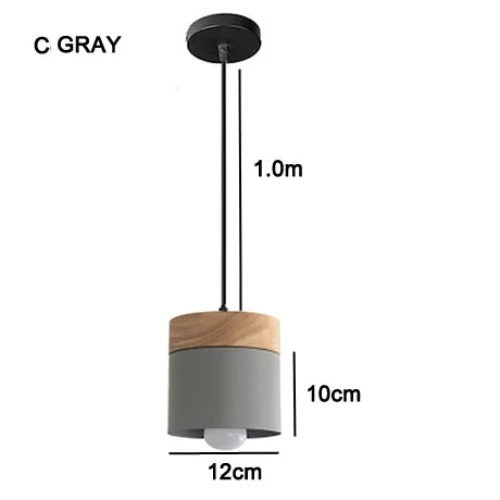 Nordic LED Pendant Lights Metal Wood Chandeliers Hanging Lighting Dining Room Kitchen Bar Bedside Lights Pendant Lamps E27 Bulb