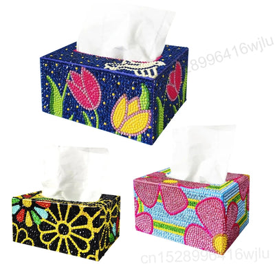 5D Diamond Painting Tissue Box Handmade Mosaic Tissue Box Rhinestone Drawing Art Tissue Dispenser for Home Decor Gift