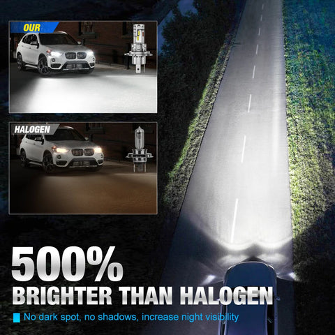 2pcs 30000LM H4 LED Headlight Bulbs Canbus HKit H7 Mini Wireless 3570 CSP High Low Beam Car Light Turbo Led Lamps 12V 6500K