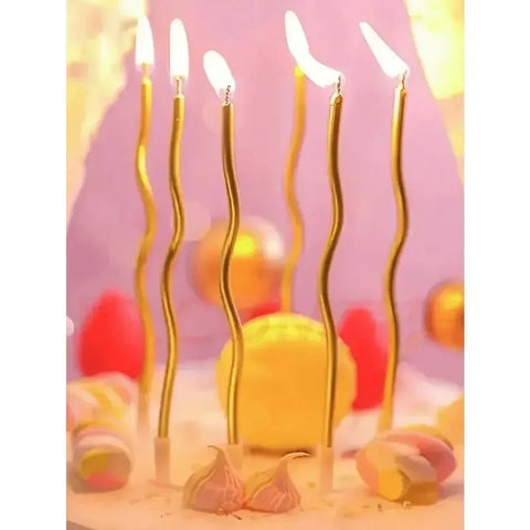 6pcs Birthday Candles Spiral Cake Candles  Long Thin Cake Candles For Wedding Party And Cake Decoration