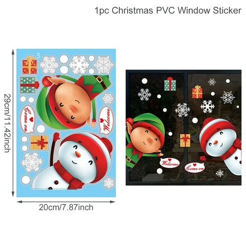 Christmas Window Stickers Merry Christmas Decorations for Home 2024 Christmas Wall Sticker Kids Room New Year Decoration 2025