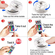 LED Car Interior Ambient Light Decoration Wireless Adhesive Bicycle Tail Light Auto Roof Atmosphere Lamp Diamond Diving Light