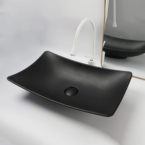Torayvino Polymer Skin Feel Art Basin Bathroom Vessel Vanity Counter Top Washbasin w/ Mixer Waterfall Faucet & Pop-up Drain Set