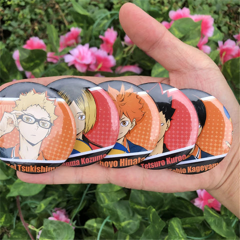 Anime Haikyuu!! Karasuno Shoyo Hinata Tobio Kageyama Daichi Sawamura Daichi Sawamura Cosplay Badge Pin SPTE Tinplate Brooch Prop