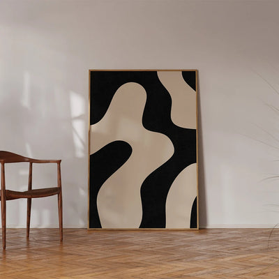 Modern Abstract Line Beige Black Minimalist Posters Prints Canvas Painting Wall Art Pictures Living Room Home Decoration