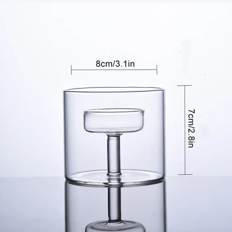 Transparent Glass Candlestick Home Oil Lamp Windproof Candle Holders Cup Cover Table Decor Restaurant Hotel Dining Decorations