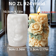 Blooming peony flower relief cylindrical candle silicone mold flower cylinder resin silicone mould Blooming peony gypsum molds