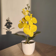 Bonsai Simulated Butterfly Orchid Artificial Potted Plant Desk Dining Table Home Office Vase Wedding Home Room Decoration Gift