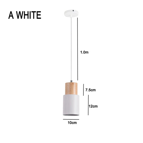 Nordic LED Pendant Lights Metal Wood Chandeliers Hanging Lighting Dining Room Kitchen Bar Bedside Lights Pendant Lamps E27 Bulb