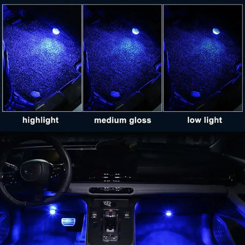 LED Car Interior Ambient Light Decoration Wireless Adhesive Bicycle Tail Light Auto Roof Atmosphere Lamp Diamond Diving Light