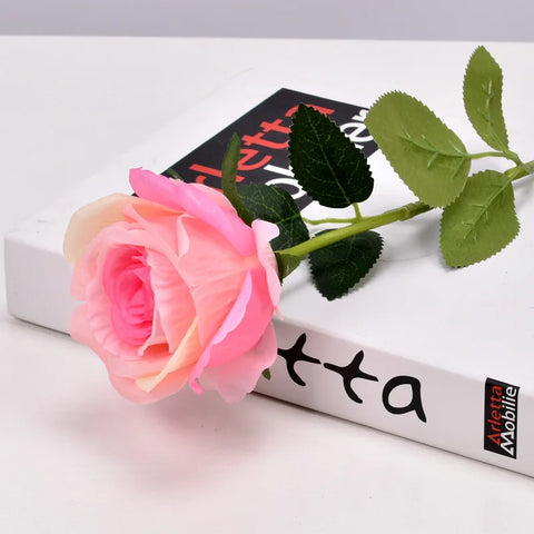 1pc Beautiful Silk Single Artificial Rose Flowers Wedding Home Table Decor Arrange Fake Red Rose Plant Valentine's Day Presents