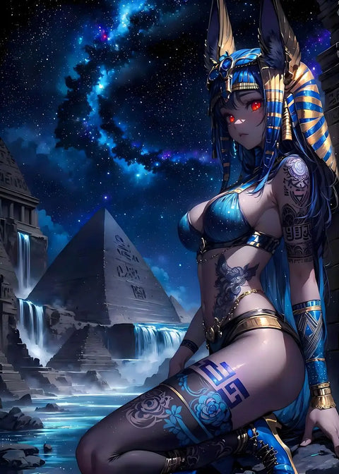 Fashion Cartoon Anime Girl Egyptian Style Sexy Goddess Posters Prints Canvas Painting Wall Art Picture Living Room Home Decor