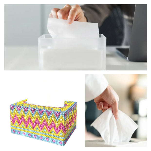 5D Diamond Painting Tissue Box Handmade Mosaic Tissue Box Rhinestone Drawing Art Tissue Dispenser for Home Decor Gift