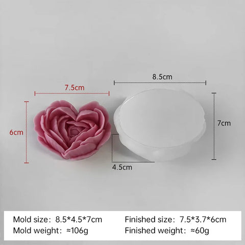 Love Flowers Mold DIY Heart Shaped Roses Aromatherapy Candle Epoxy Resin Plaster Mould Handmade Soap Silicone Molds