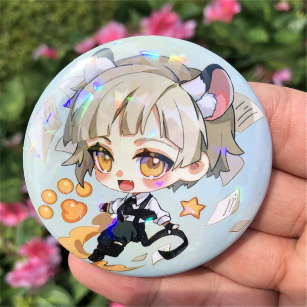 Anime Bungo Stray Dogs Nakajima Atsushi dazai osamu Kunikida Doppo Edogawa Rampo Cosplay Badge Pin SPTE Tinplate Brooch Prop