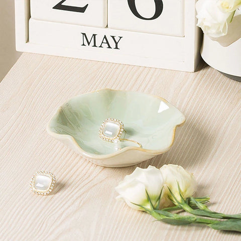 Lotus Jewelry Tray Ceramic Ring Dish Small Key Bowl Cute Ring Holder Trinket Dish  Great Jewelry Organizing For Woman