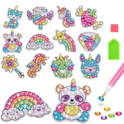 Children's Handmade Diamond Painting Sitcker Pokemon Kit Digital Rod-Shaped Diamond Painting Kit For Cartoon Nnimals Easy to DIY