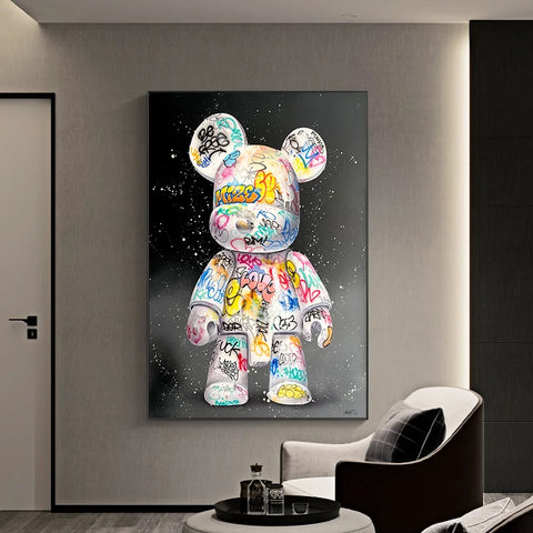 Cartoon Cute Beer Graffiti Canvas Painting Cartoon Character Pop Art Posters Street Wall Art Picture for Home Kawaii Room Decor