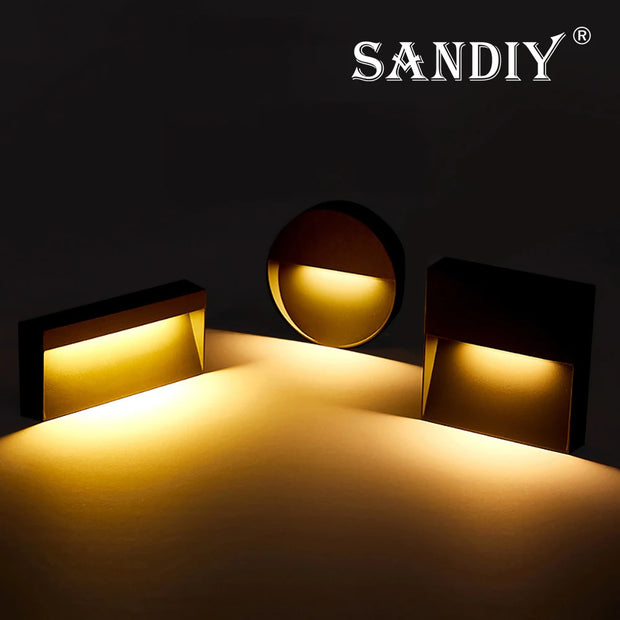 SANDIY Outdoor Wall Lamp Waterproof Led Stair Light 12v Exterior Lighting for Terrace Porch 220v 110v Luminaire Surface Mounted
