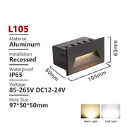 SANDIY Outdoor Stair Light Waterproof Wall Lamp Exterior Step Lighting 12v 220v Balcony Nightlights for Fence Gate Terrace 3w 6w