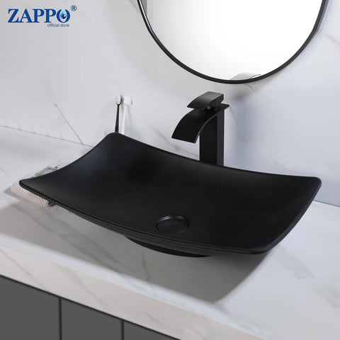 ZAPPO Commercial Bathroom Vessel Sink Large Vessel Sink Bowl With Faucet Above Counter Top Oval Bowl Sinks For Bathroom,Hotel