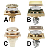Modern Classic Design Electroplated Champagne Gold Floor Drains Bathroom Accessories Bathroom Floor Drain Hidden Installation