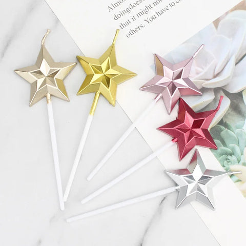 Cute Birthday Cake Candle Diamond Heart Star Shape Candles Creative 3D Lovely Cupcake Candle Children's Party Decoration