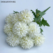 9 Heads Artificial Flowers Ball chrysanthemum Hydrangea Home decor Green Plant Bouquet Bridal Bouquet DIY Wedding Decoration