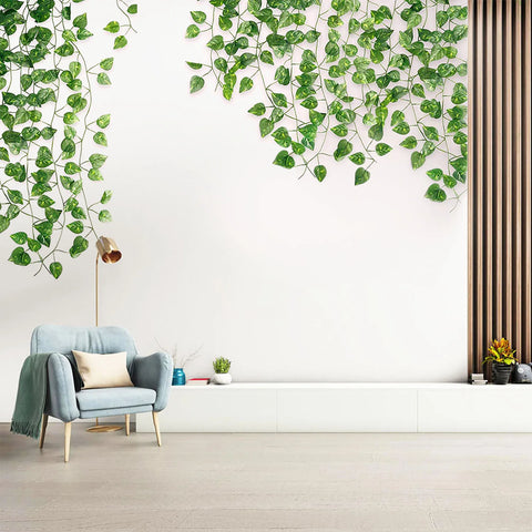 1Pc 200Cm Green Vine Silk Artificial Ivy Hanging Leaf Garland Plant Creeper Leaf Home  Wedding Garden Bathroom Decoration