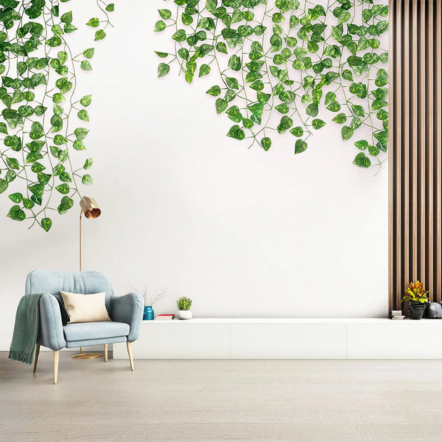 1Pc 200Cm Green Vine Silk Artificial Ivy Hanging Leaf Garland Plant Creeper Leaf Home  Wedding Garden Bathroom Decoration