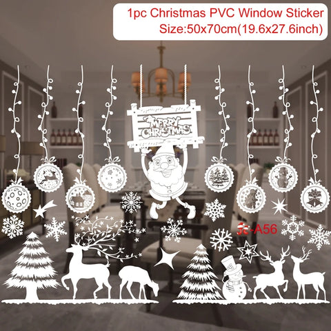 Christmas Window Stickers Merry Christmas Decorations for Home 2024 Christmas Wall Sticker Kids Room New Year Decoration 2025