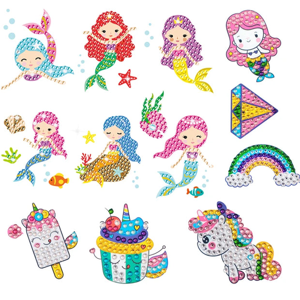 Children's Handmade Diamond Painting Sitcker Pokemon Kit Digital Rod-Shaped Diamond Painting Kit For Cartoon Nnimals Easy to DIY