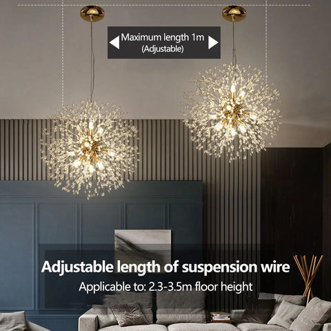 Modern Crystal Lamps LED Chandelier Lighting Pendant Lamp For Living Room Dining Room Home Decoration Art Dandelion
